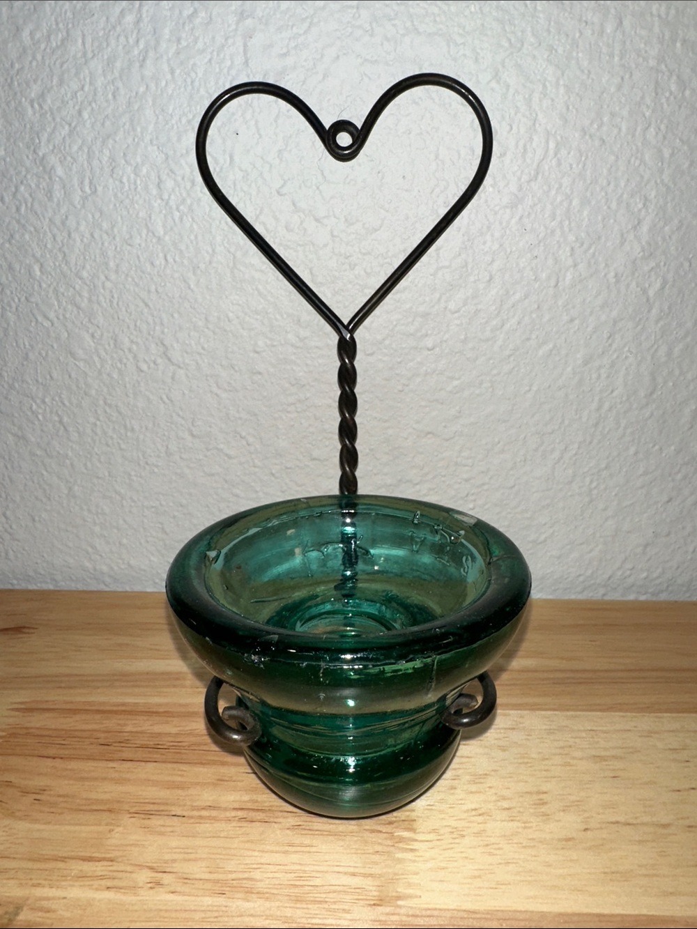 Vintage Green Glass Insulator Hanging Candle Holder / Planter Wall Decor